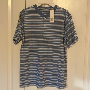 Janie & Jack blue striped henley tee short 12 NWT
